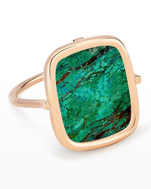 Ginette NY Green Rose Gold Chrysocolla Antiqued Ring