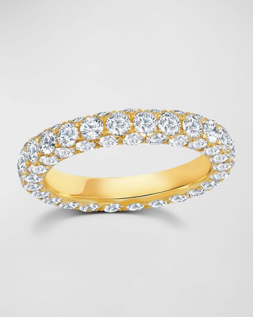 Graziela Gems Metallic 18k Gold 3-side Diamond Band Ring, Size 7