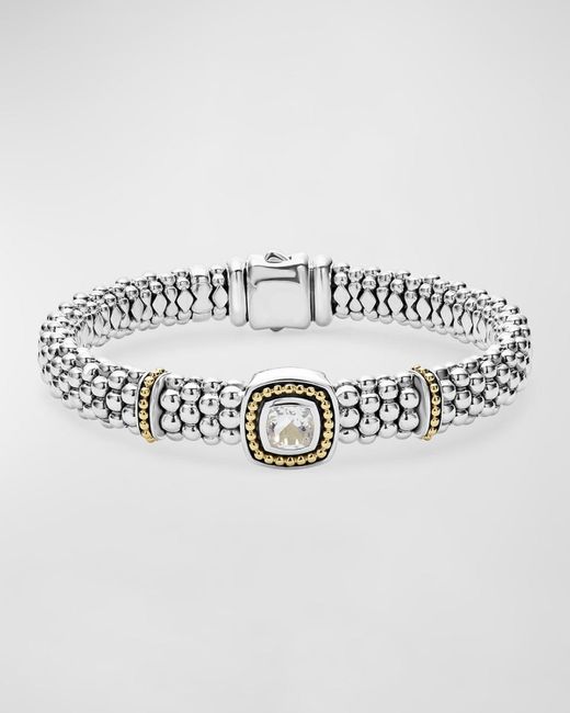 Lagos Metallic Rittenhouse White Topaz Silver Caviar Bracelet With 18k Gold, 9mm