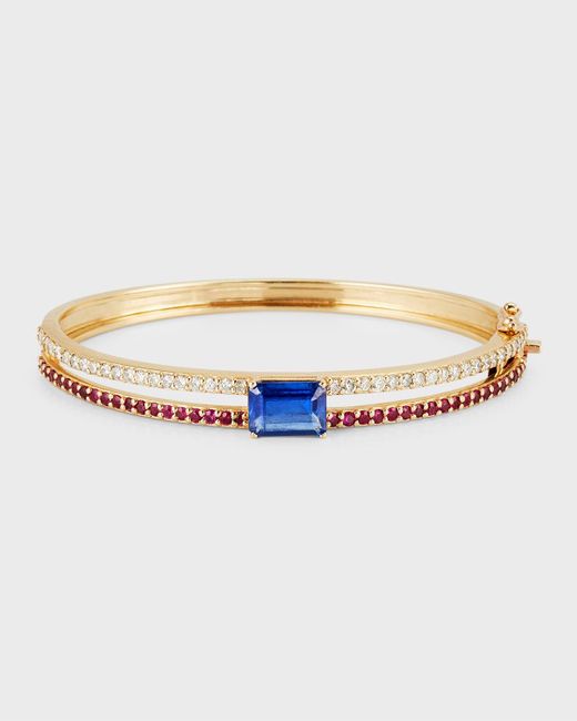 Siena Jewelry Metallic 14k Yellow Gold Kyanite Ruby Diamond Bangle Bracelet