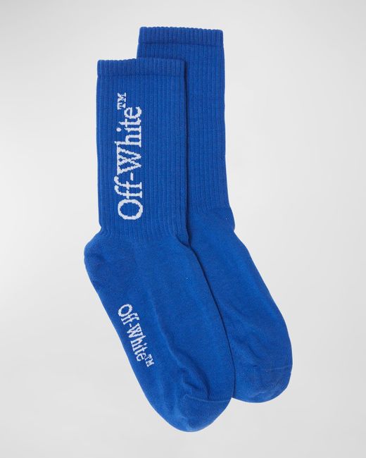 Off-White c/o Virgil Abloh Blue Bookish Logo Crew Socks for men