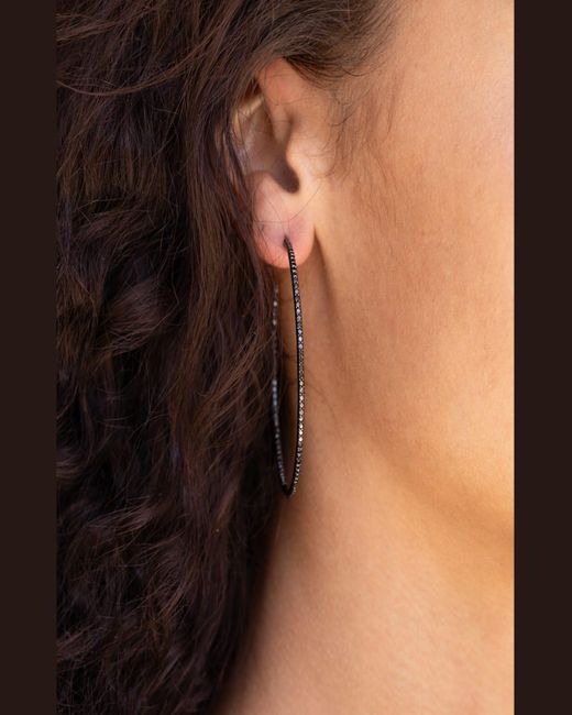 Sheryl Lowe Metallic Inside-out Black Diamond Hoop Earrings