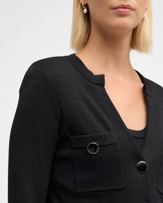 St. John Black Santiago Knit Button-Down Jacket
