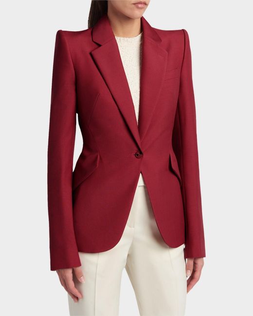 McQueen Red Certified Wool Mohair Single-Breasted Jacket