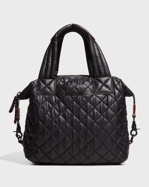 MZ Wallace Black Sutton Deluxe Small Quilted Nylon Tote Bag