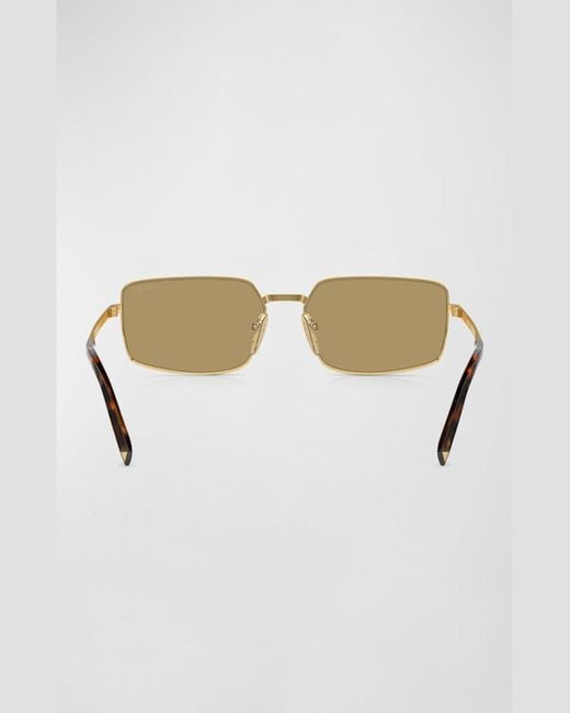 Prada Natural Signature Steel & Plastic Rectangle Sunglasses