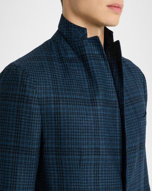 Boglioli Blue Apos;S Plaid Wool-Blend Two-Button Blazer for men