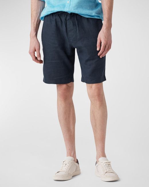 Rodd & Gunn Blue Linen Resort Drawstring Shorts for men
