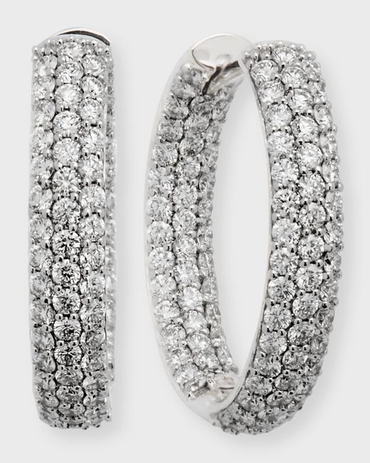 Neiman Marcus Gray 25mm Pave Diamond Hoop Earrings