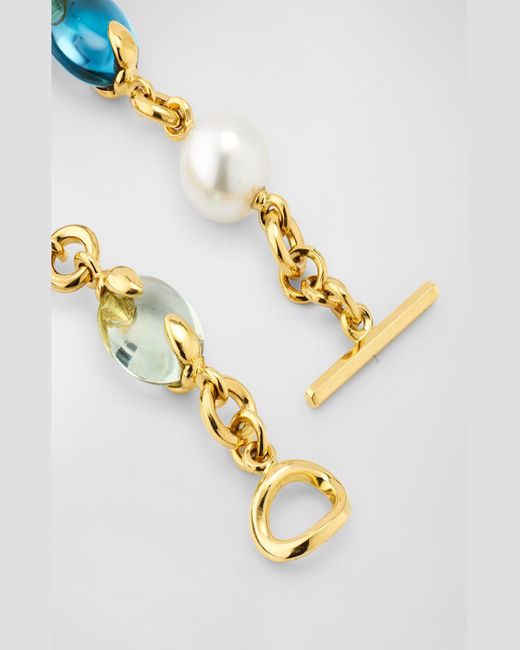 Verdura White Fulco Y Necklace With Semi Precious Stone And Pearl