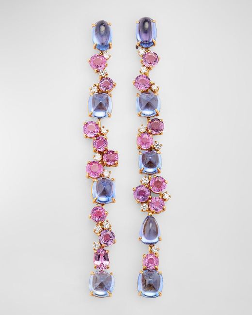 Alexander Laut White 18K Rose Sapphire And Diamond Dangle Earrings