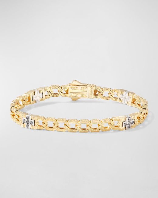 Konstantino Metallic 18k Gold Black Diamond Filigree Chain Bracelet for men