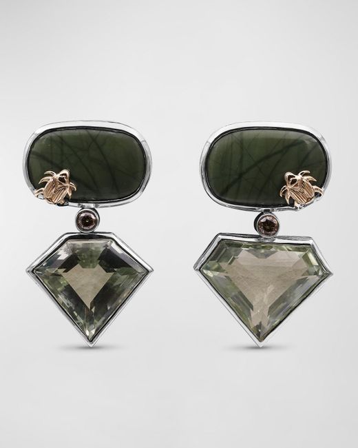 Stephen Dweck Green Imperial Jasper, Amethyst And Diamond Earrings