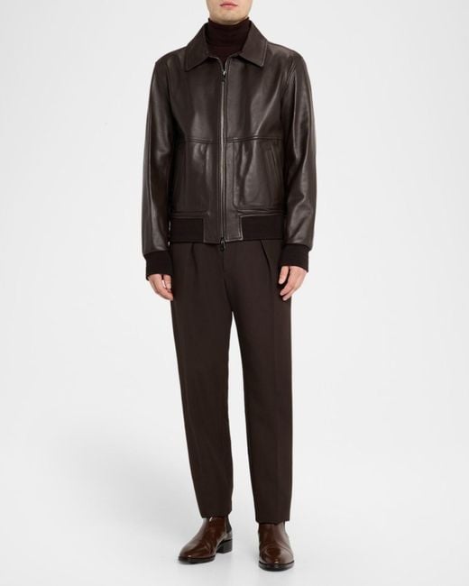 Isaia Gray Apos;S Lambskin Leather Jacket for men