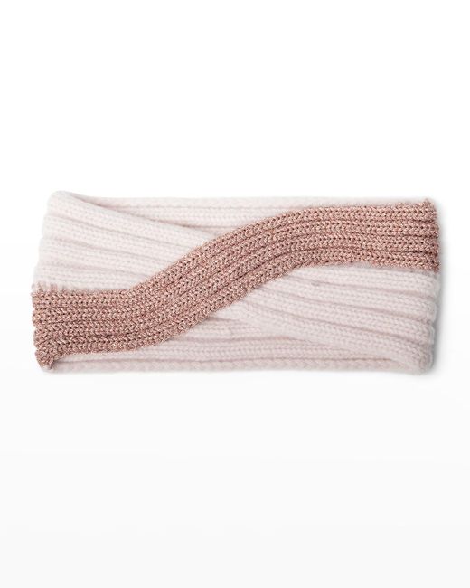 Portolano Pink Crisscross Cashmere Knit Headband