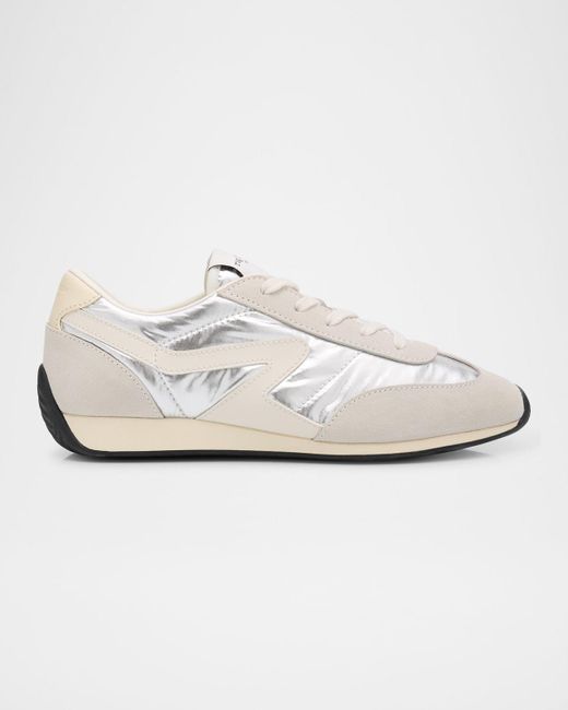 Rag & Bone White Retro Metallic Suede Runner Sneakers