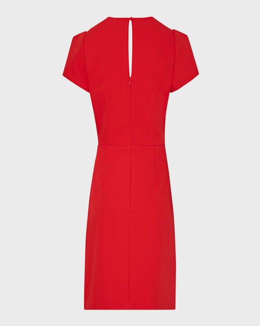 MILLY Red Atalie V-Neck Cady Mini Dress