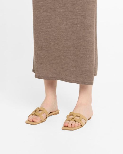 Jonathan Simkhai Metallic Leather Monogram Flat Slide Sandals