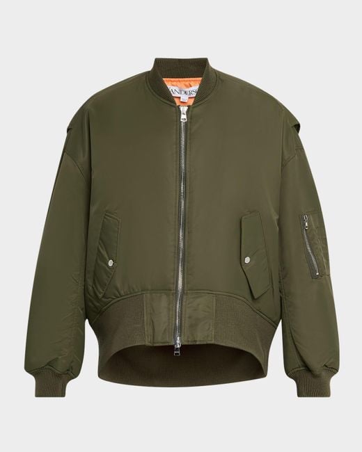J.W. Anderson Green Oversized Curved-Hem Bomber Jacket for men