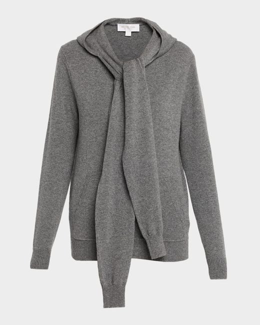 Michael Kors Gray Cashmere Scarf Hoodie