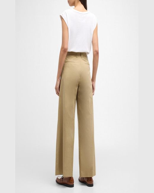 FRAME Natural Pleated Wide-Leg Pants