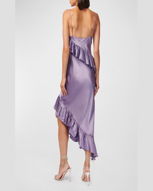 Cami NYC Purple Dua Tiered Ruffle Floral Silk Midi Dress