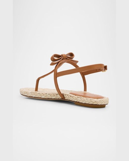Stuart Weitzman White Felicity Leather Bow Espadrille Sandals