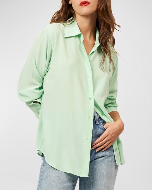 Equipment Green Essential Long-Sleeve Silk Shirt