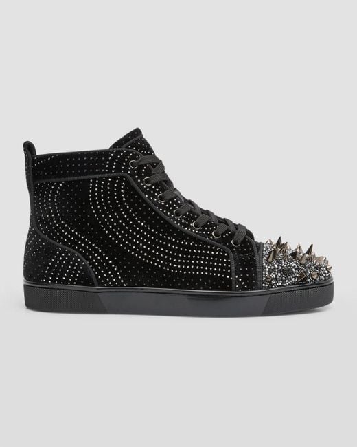 Christian Louboutin Lou Pik Pik Red-sole Suede High Top Sneakers in Black  for Men | Lyst