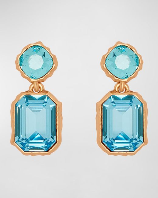 Oscar de la Renta Blue Classic Crystal Drop Earrings