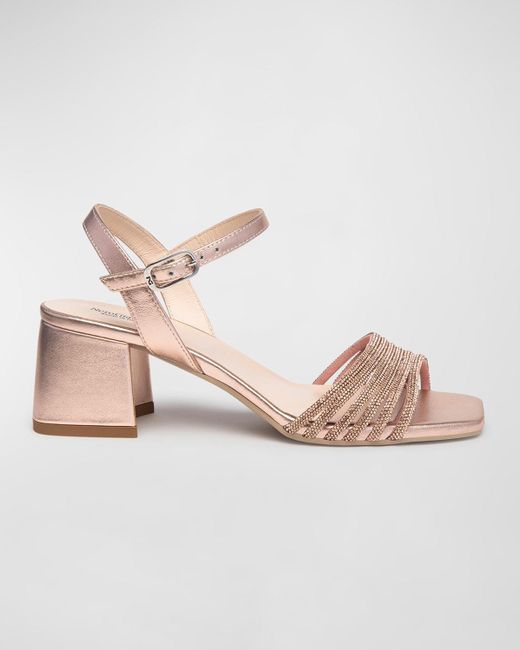 Nero Giardini Pink Metallic Bling Ankle-strap Sandals