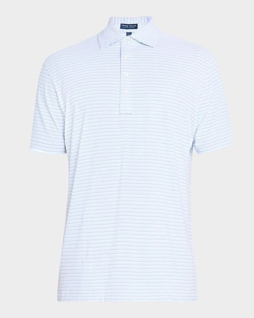 Peter Millar Blue Triad Performance Jersey Polo With Signature Kelly Collar for men