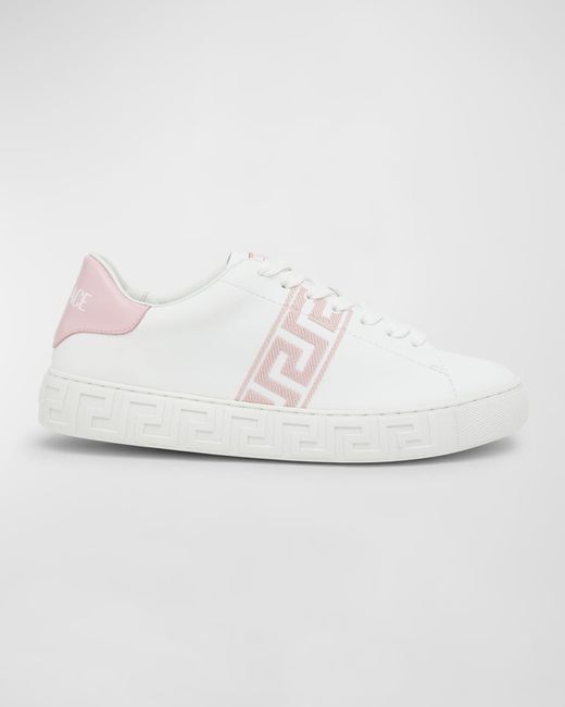 Versace White La Greca Bicolor Low-top Sneakers