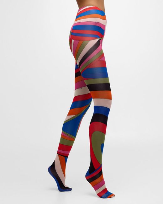 Emilio Pucci Red Geometric High-waisted Tights