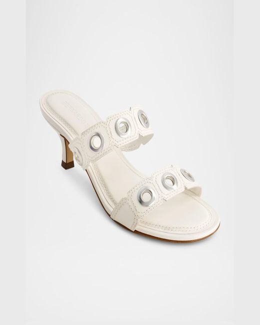 Bernardo Jacks Women's Heeled Sandals – White Woven Strap | 7.5 Size Open Toe Buckle Sandal - View #7