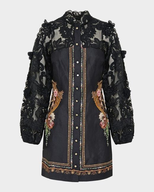 Camilla Black Lace Sleeve Mini Dress