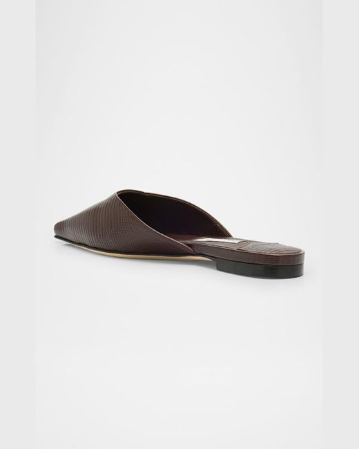 Jimmy Choo White Vivi Lizard-Embossed Ballerina Mules