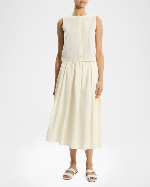 Theory Natural Sleeveless Button-Front Top