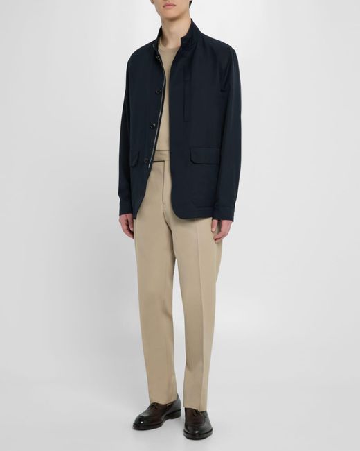 Zegna Blue Apos;S Solid Car Coat for men