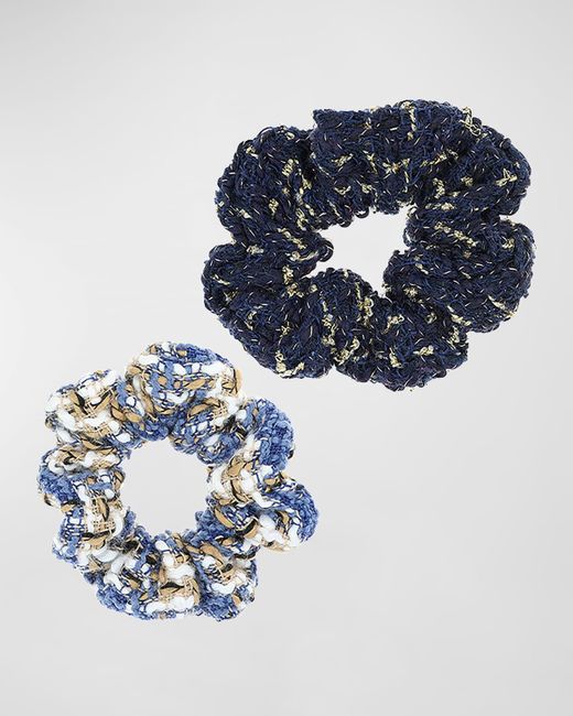 L. Erickson Blue Calliope Tweed Scrunchies, 2 Pack