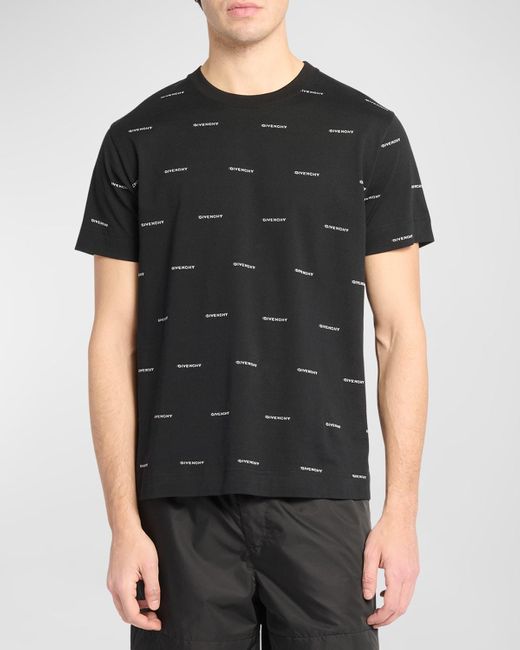 Givenchy Black Repeat Logo T-shirt With 4g Back for men