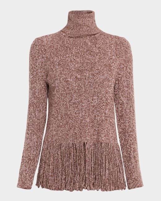 Zimmermann Pink Hypnotic Fringed Turtleneck Sweater