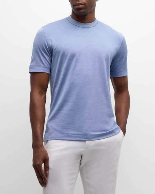 Zegna Blue Leggerissimo Mulberry Silk-Cotton T-Shirt for men
