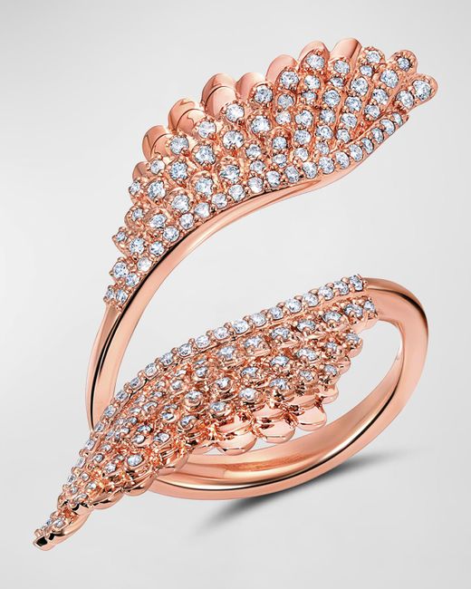 Graziela Gems Pink 18k Rose Gold Pluma Diamond Ring