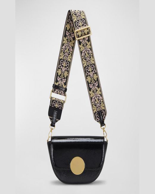 orYANY Black Lottie Crinkled Patent Leather Crossbody Bag