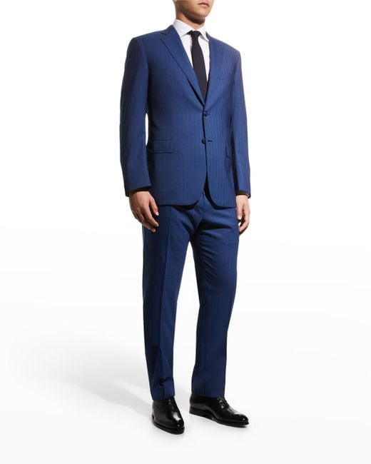 Brioni Tonal Stripe Wool Suit in Blue for Men | Lyst