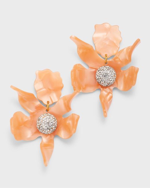 Lele Sadoughi Orange Crystal Lily Earrings