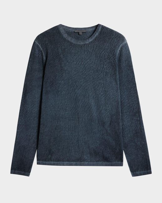 John Varvatos Blue Camden Mesh Stitch Sweater for men
