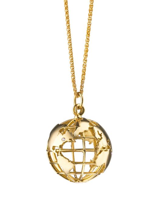 Monica Rich Kosann Metallic 18k Yellow Gold My Earth Charm Necklace