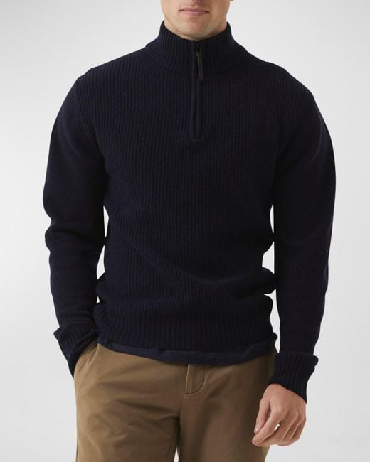 Rodd & Gunn Blue Charlestown Quarter-Zip Lambswool Sweater for men